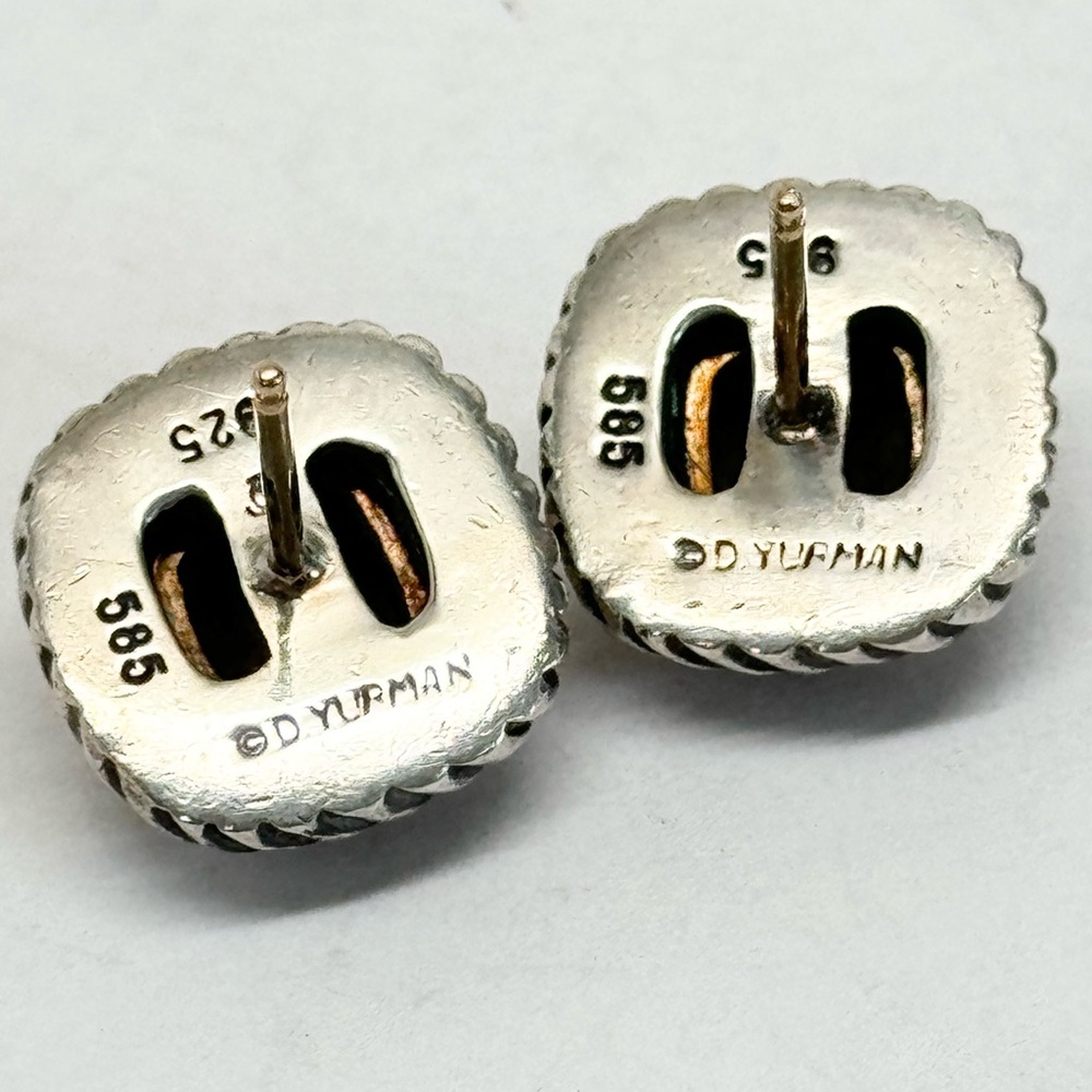 David Yurman .925/14K Gold Dome Petite Albion Stud Earrings - Picture 6 of 8